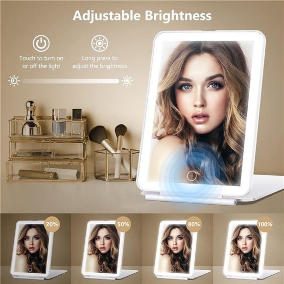Rechargeable Travel Makeup Mirror with 10X Magnifying Mirror, Vanity Mirror - Picture 3 of 5